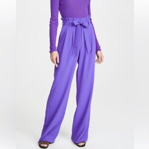 NWT Alice and Olivia Farrel Pleated Paperbag-Waist Pants